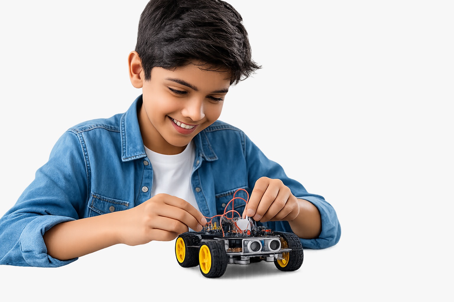 Students learning Coding, AI, STEM and Robotics through hands-on projects